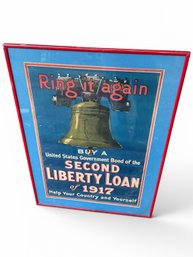 Vintage Framed 1917 Second Liberty Loan WWI Poster