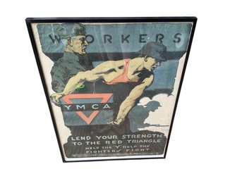 Framed Vintage YMCA War Poster By Gil Spear