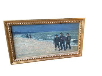 Signed Carl Hessmert German Impressionist Coastal Landscape Painting