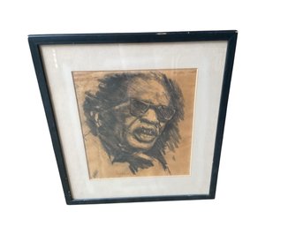 Signed Gotbaum Charcoal Sketch Of Ray Charles