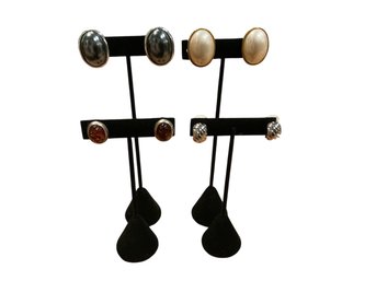 4 Vintage Clip On Earrings