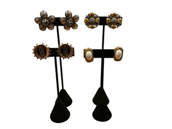 4 Vintage Clip-on Earrings