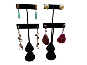 4 Vintage Clip On Earrings