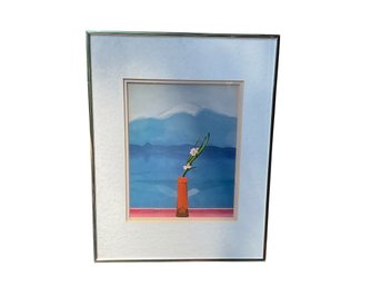 David Hockney 1972 Print Mt. Fuji And Flowers