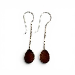 (A103) Sterling Silver Brown Dangle Earrings