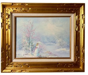 Impressionist Style Oil On Canvas Signed In Gold Frame