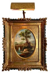 Original Oil Painting Signed By Artist Nesty With Illuminated Gold Frame