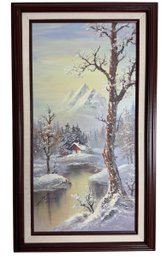 Winter Landscape Oil Painting On Canvas Signed Morgan