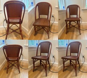 Set Of 6 Bistro-Style Woven Rattan Cafe Chairs  Classic French Market Look