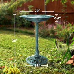 Brand New VIVOHOME 28 Inch Height Polyresin Lightweight Antique Outdoor Garden Bird Bath Green
