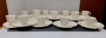 12 Vintage Wedgwood Seashell Plates & Teacup Sets, Featuring Lovely Scallop Shell Shapes, Cream-color  TF/WAD