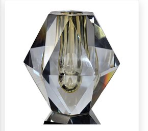 Vintage Strombergshyttan Glass - DIAMANT - Faceted Cut Glass Vase By Asta Stromberg