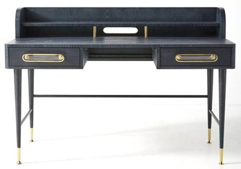 Anthroplogie Odetta Office Desk In Navy With Gold Hardware