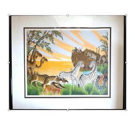 Gustavo Novoa (Chilean B. 1941) Signed Lithograph 'Noah's Ark'  Inscribed Gift From Artist To Nikki