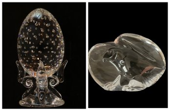 Pair Of Signed Steuben Figurines