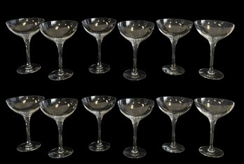A Dozen Large Vintage Fine Crystal Champagne Coupes