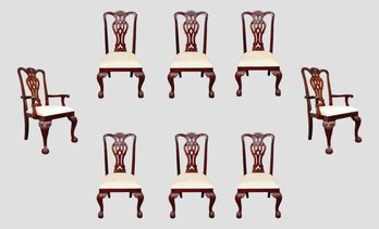 Set Of 8 Maitland Smith Mahogany Chippendale Dining Chairs