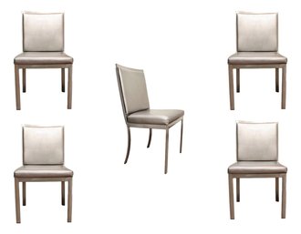 5 Solid Steel Brushed Metal Minimalist Dining Chairs