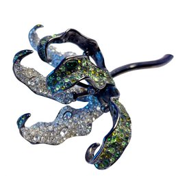 Kenneth Jay Lane Enamel And Rhinestone Lily Brooch