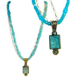 Beautiful Mars And Valentine Necklace In Turqoise Blue Beads