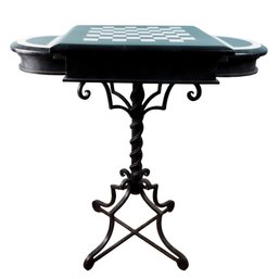 Contemporary Iron Base Stone Game Table