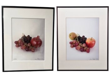 Pair Of Signed Jan Rowl Still Life Paintings On Glass