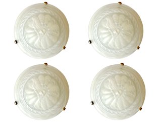 A Set Of 4 Alabaster Glass Ceiling Light Fixtures - Victorian Styling