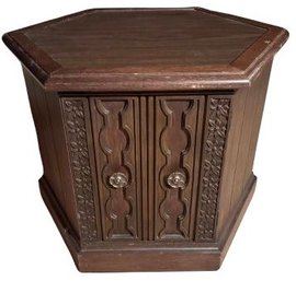 Vintage Octagon Shaped Wood Side Table