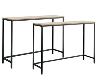 A Pair Of Console Tables - Metal Base - Charter Oak Finish