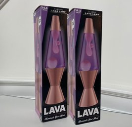 A Pair Of 14.5 Inch Lava Lamps - Pink - Opened - Unused