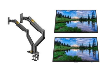Pair Of 24' Monitors And North Bayou Heavy Duty Dual Monitor Arm