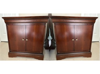 Pair Of Wood Side Tables - Cabinet Style