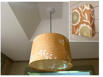 Artisan Handmade Painted Fabric Lighting - Drum Pendant And Coordinating Sconc