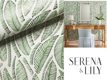 NEW- Two Rolls Serena And Lily Cut Leaf Green