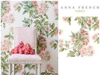 NEW- One Roll Anna French Camellia Garden