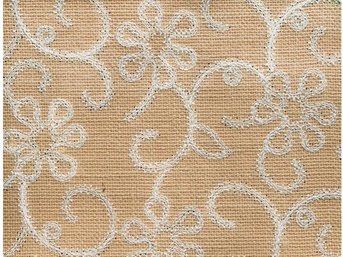 Crezana Aneome - Spectacular Burlap Wallpaper With Embroidered Floral Motif