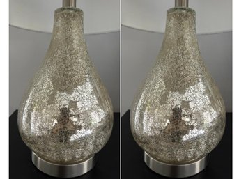 Pair Of Crackle Glass Lamps