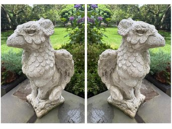 Pair Of Cement Gargoyles