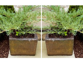 Pair Of Square Glazed Ceramic Planters