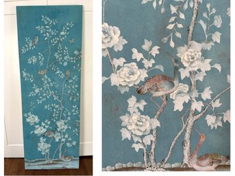 Large Shellac Chinoiserie Fabric Panel  (1 Of 2)  Ready To Hang