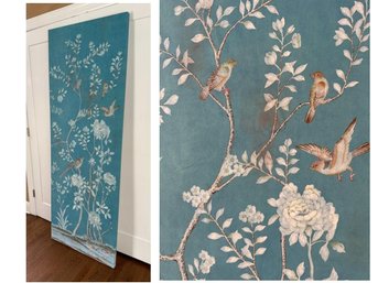 Large Shellac  Chinoiserie Fabric Panel (2 Of 2) Ready To Hang