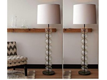 Pair Of West Elm Bubble Glass Floor Lamps