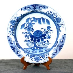 Antique Chinese Blue And White  Charger Marked