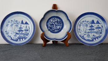 Chinese Export Blue And White Plates And Bowl