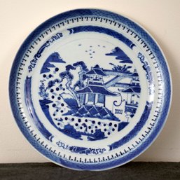 Old Chinese Export Blue And White Plate