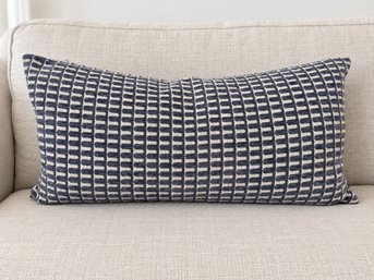 Nice Blue And White Geometric Patterned Bolster Pillow With Down Or Feather-blend Fill