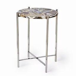 Contemporary Stone Top Accent Table