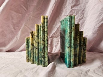 Pair Of Vintage Alabaster Bookends