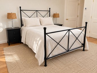 Queen Traditional Open Black Metal Bed