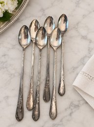 WM. A. Rogers Silverplate Iced Tea Spoons With Delicate Ivy Pattern Handles (6)